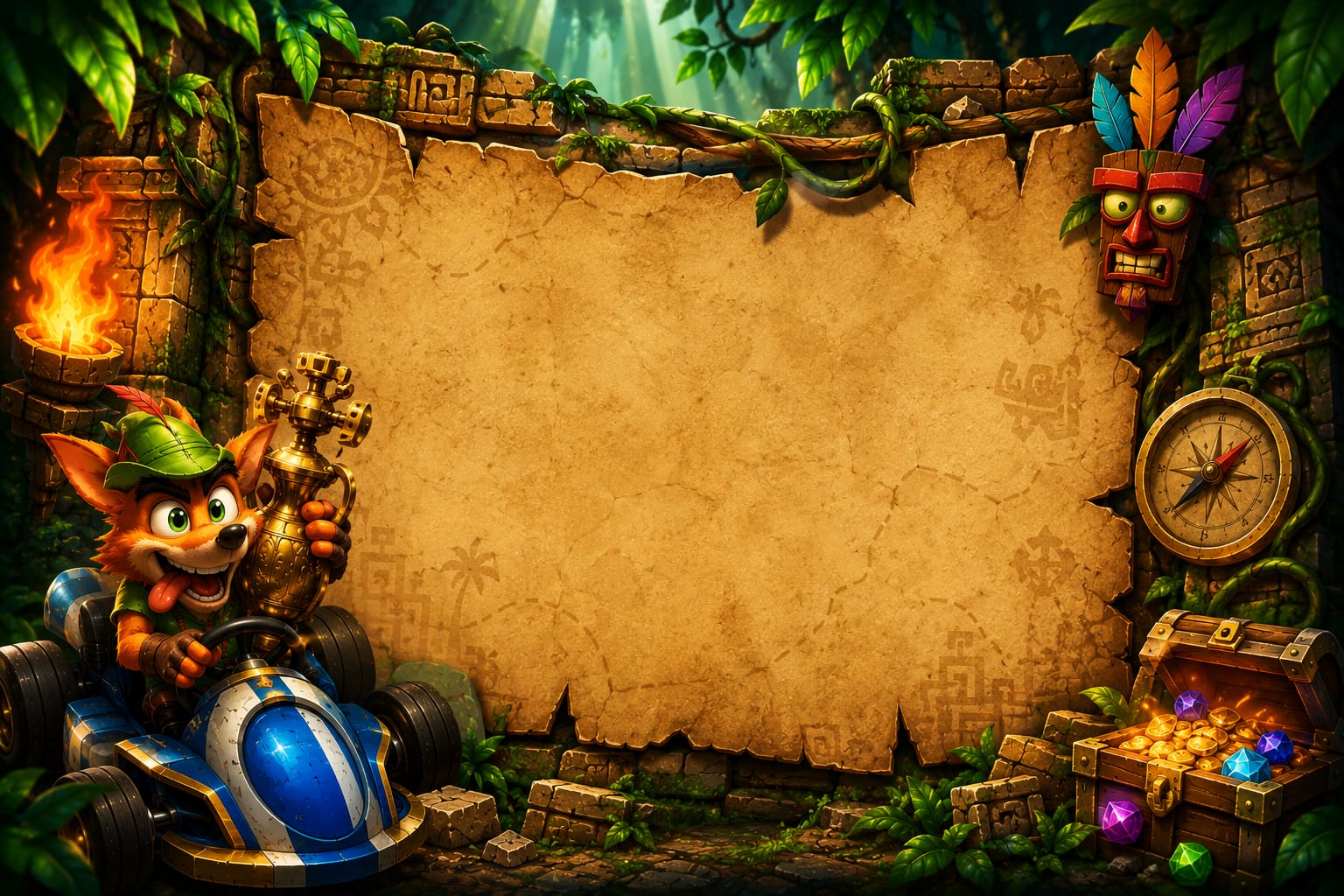 Crash Bandihood jungle temple scroll
